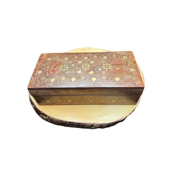 Vintage 1950’s India Keepsake Decorative Rosewood Jewelry Trinket Box - Picture 5 of 6